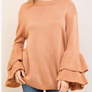 New sweater flared sleeve in desert sand